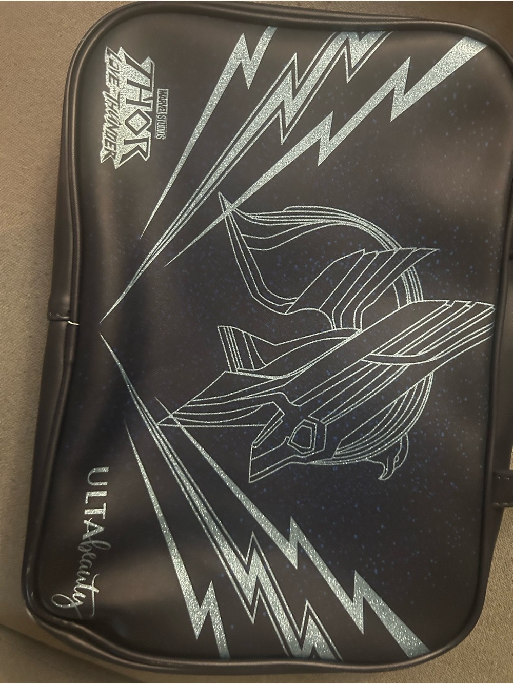 Marvel Black Travel Laptop Sleeve with Silver Metallic Thor Helmet Graphic